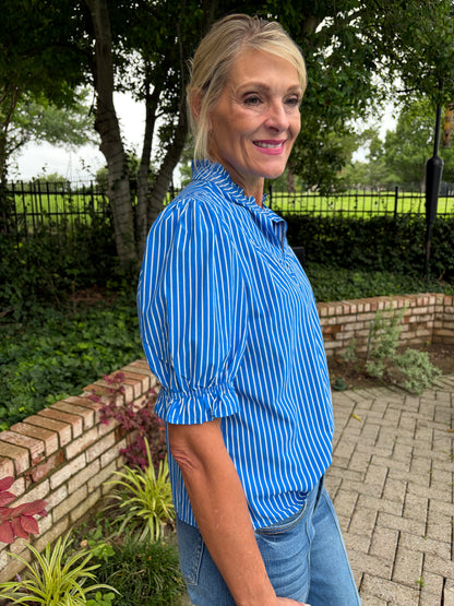 FT. Worth Blue and White Striped Blouse