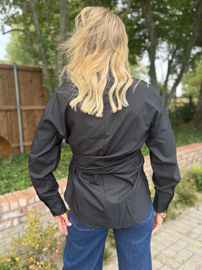Kally Knotted Black Buttondown