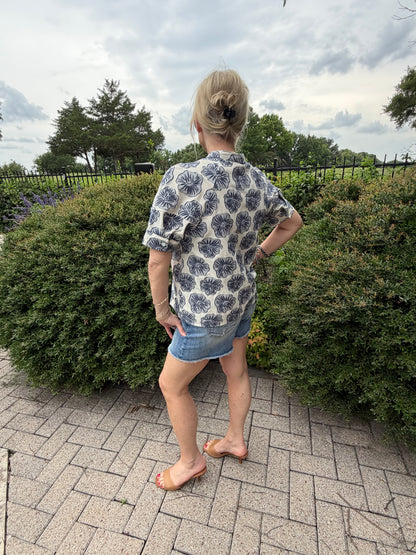 Delightful Denim Floral Blouse