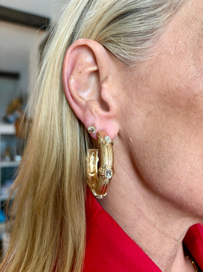 Crystal Stylish Gold Hoops