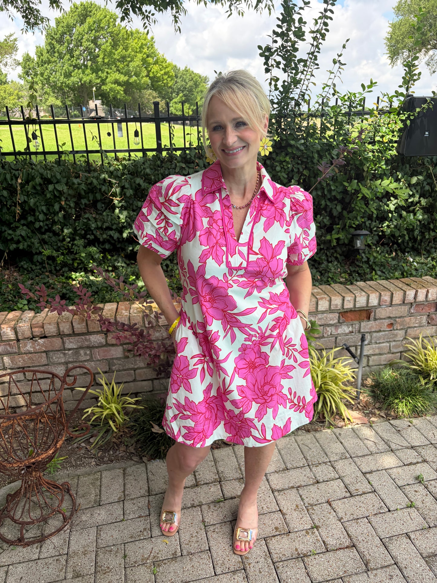 Pink Bloom Knee Length Dress