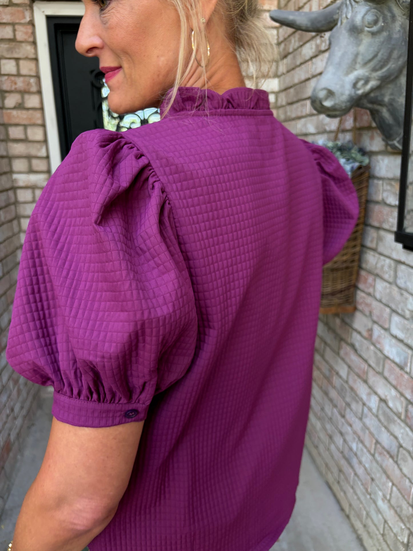 Pam Plum Puff Sleeve Blouse