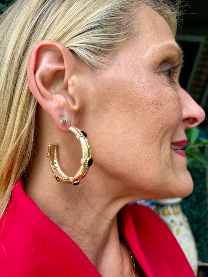 Noir Stylish Gold Hoops