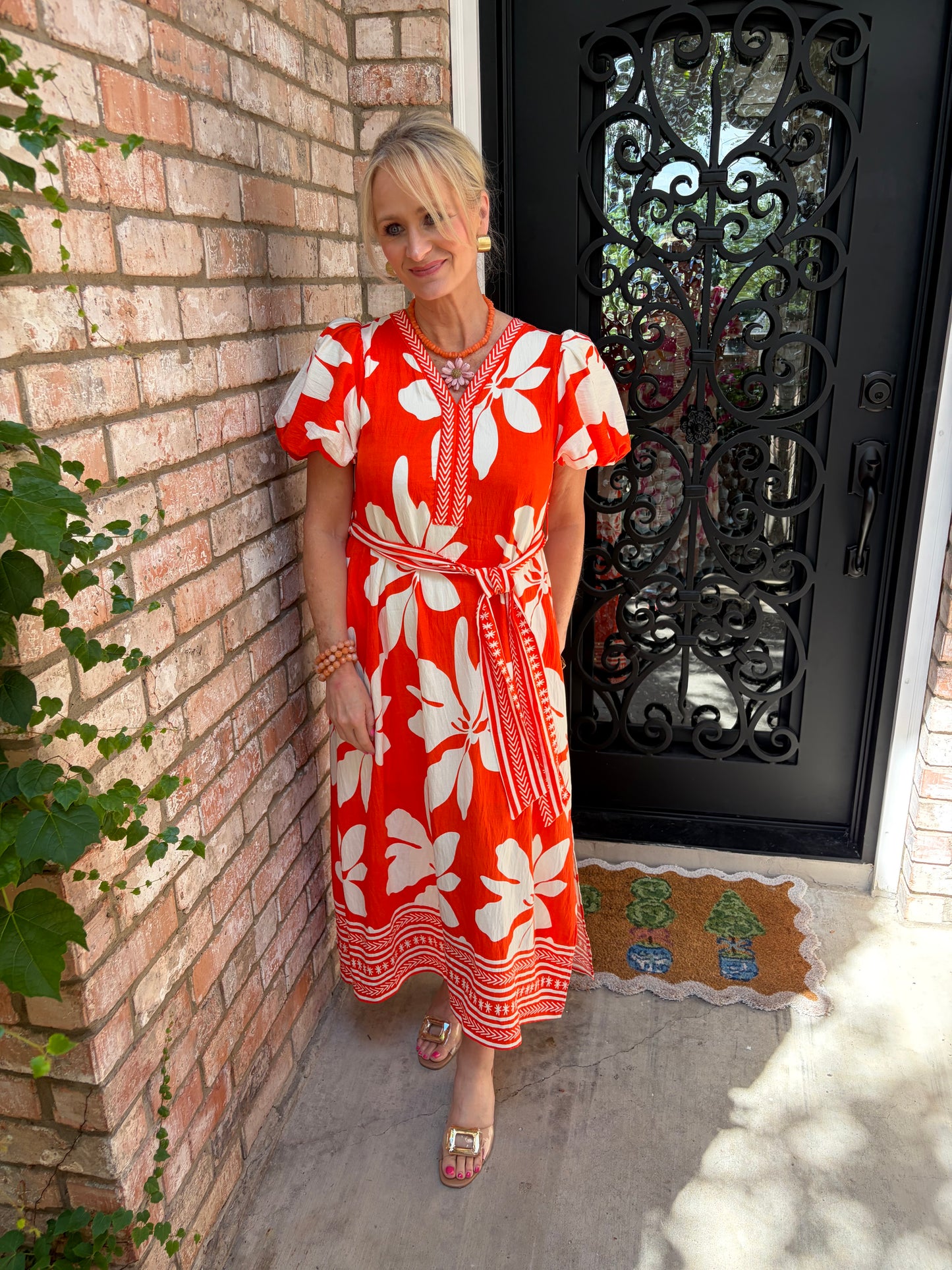 Orange Grove Midi Dress
