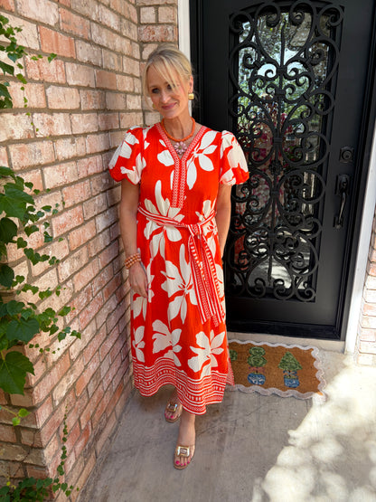 Orange Grove Midi Dress