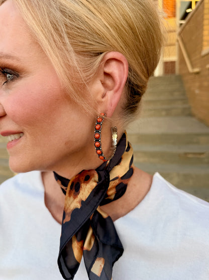 Spiced Amber Hoop Earrings