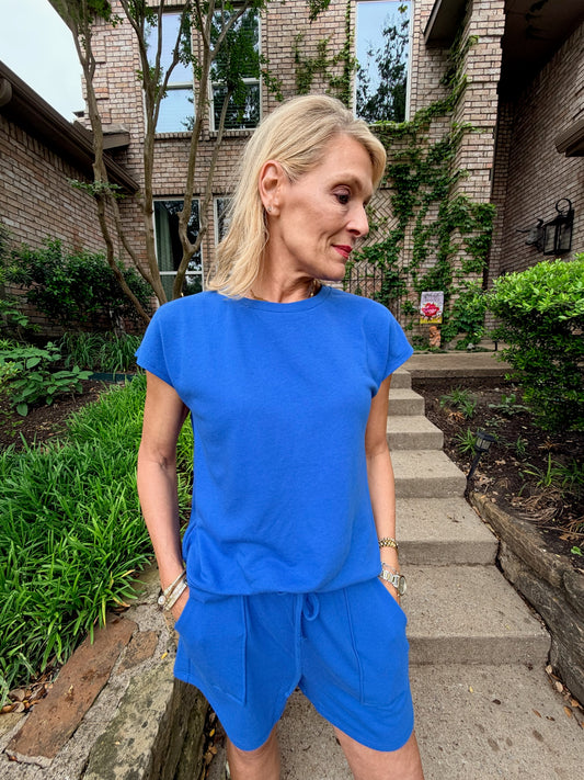 Easy Style Short Set- Capri Blue