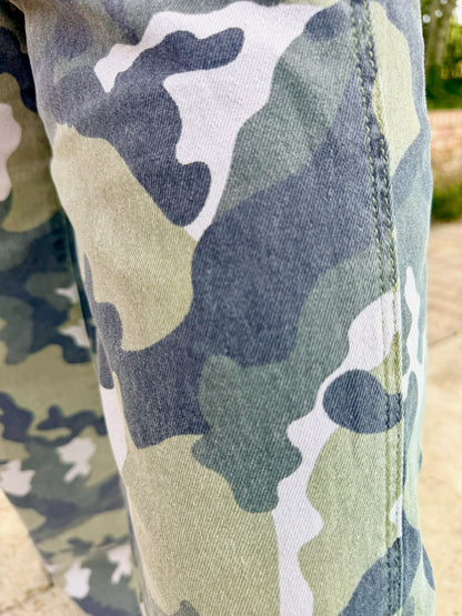 Calista Elevated Wide Leg Camo Print Denim