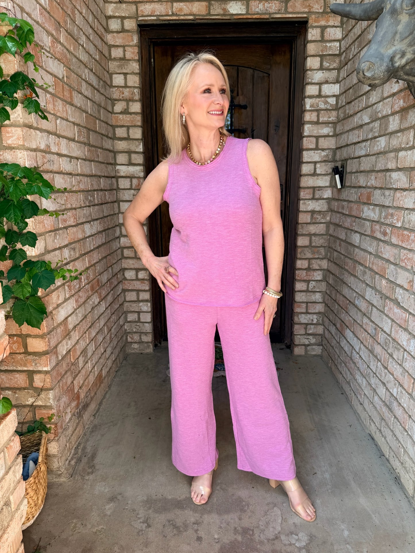 Posy Pink Sleeveless Pant Set