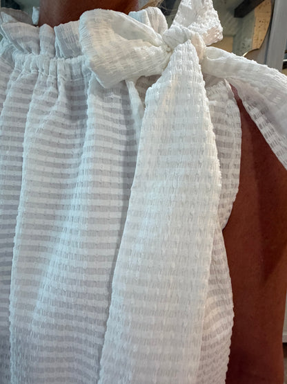 Whimsy White Ruffle Neck Top