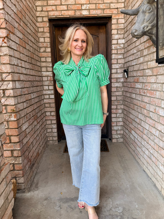 Ginny Green Bow Blouse