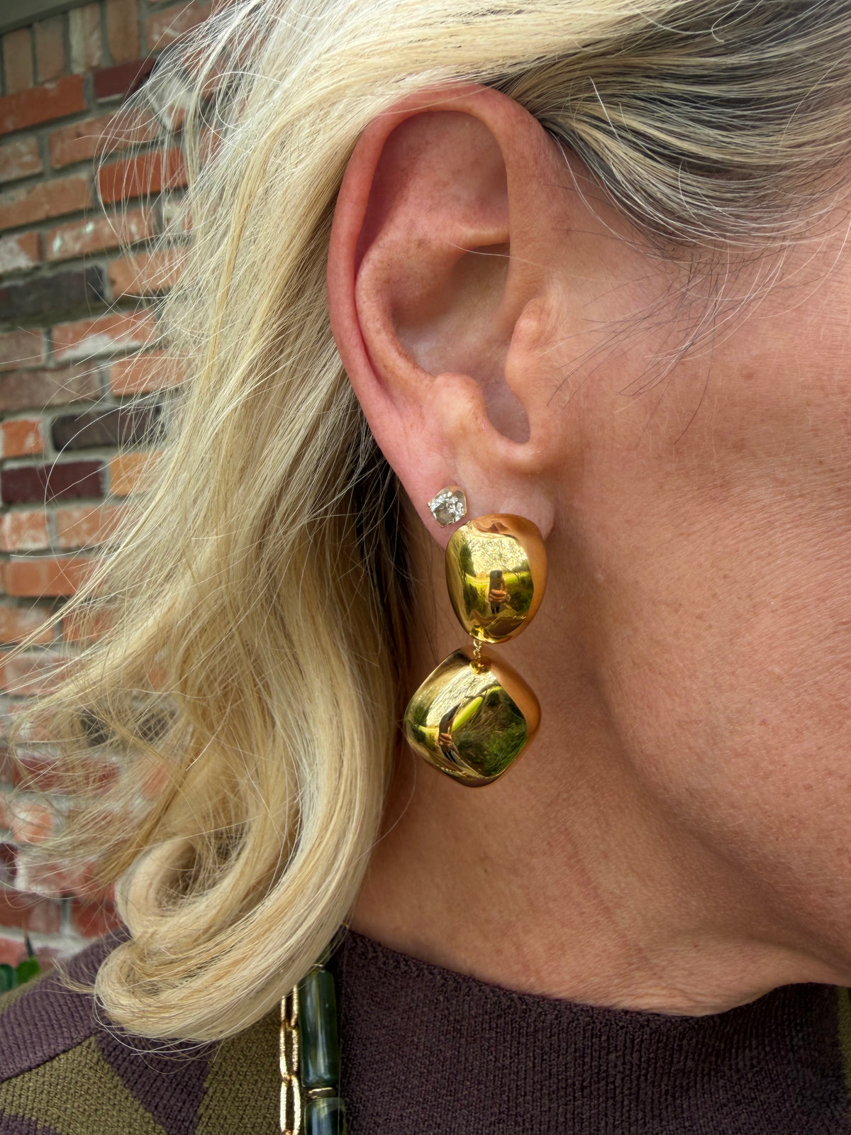 Sculpted Pebble Dangle Earring