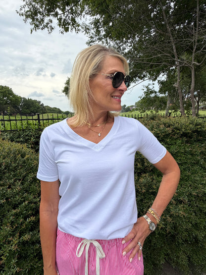Every Day White Tee- V Neck