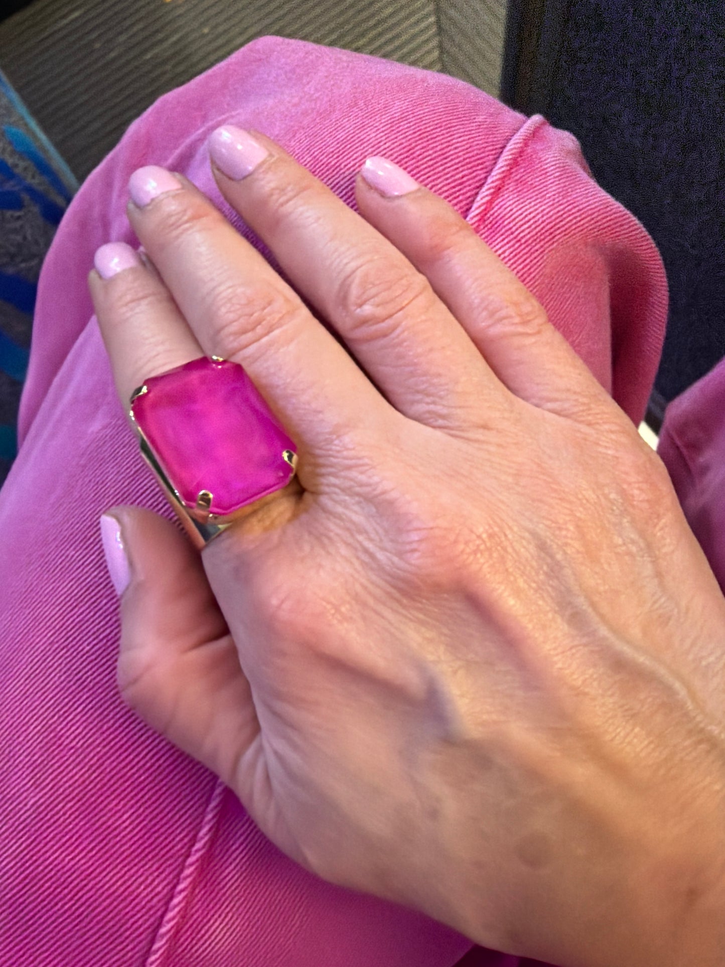 Grand Glam Crystal Ring- Bold Pink