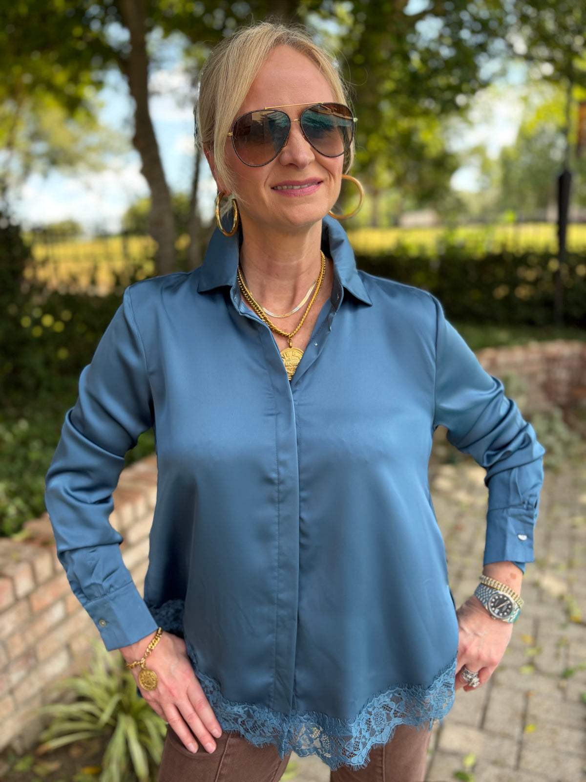 Sadie Steel Blue Blouse