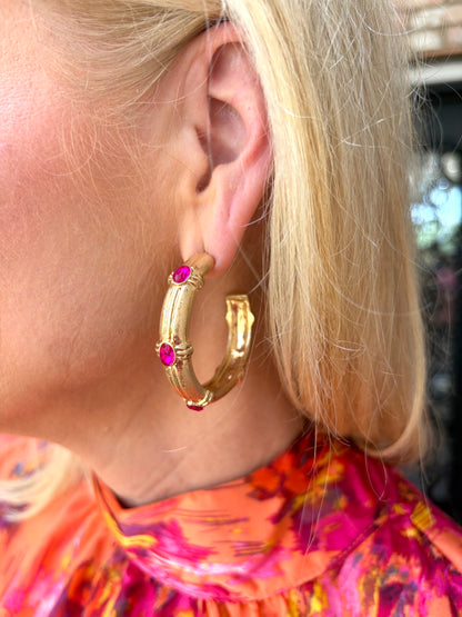 Pink Punch Stylish Gold Hoops