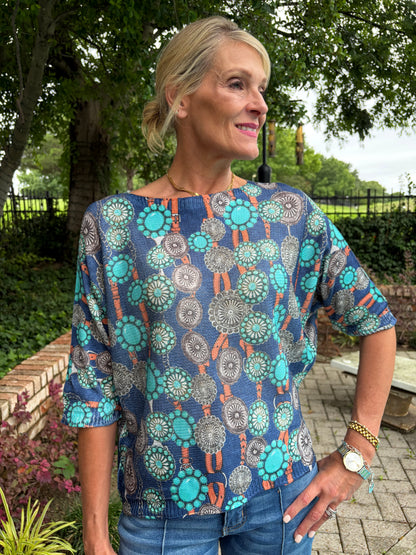 Navy Concho-Italian Knit