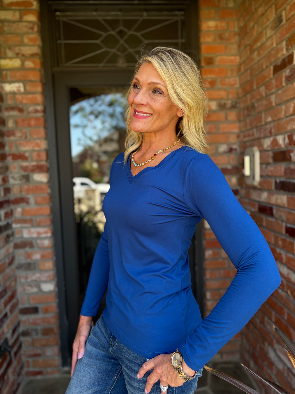 True Blue V Neck Tee
