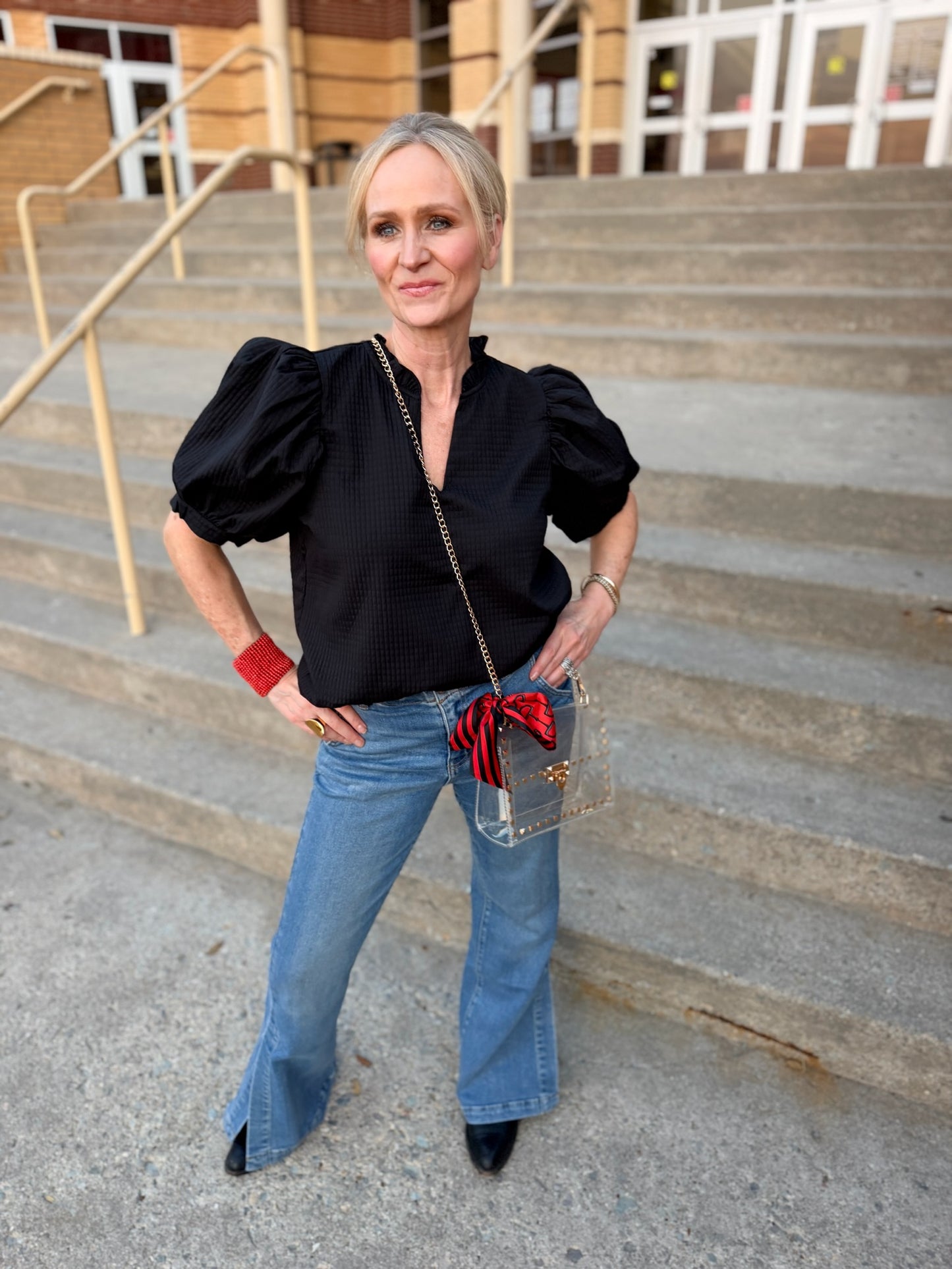 Stylish Gameday Twilly- Red and Black