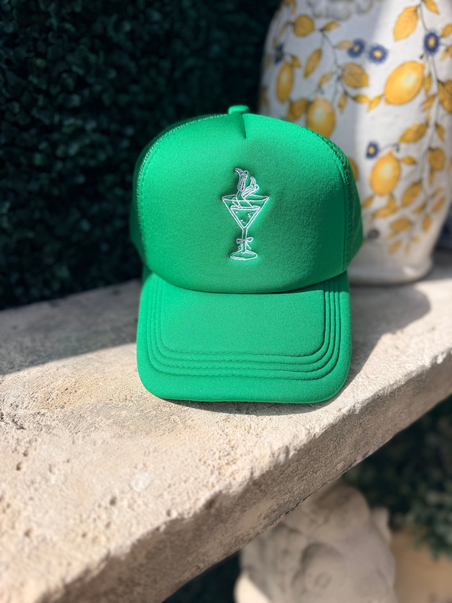 Tipsy Green Martini Trucker Cap