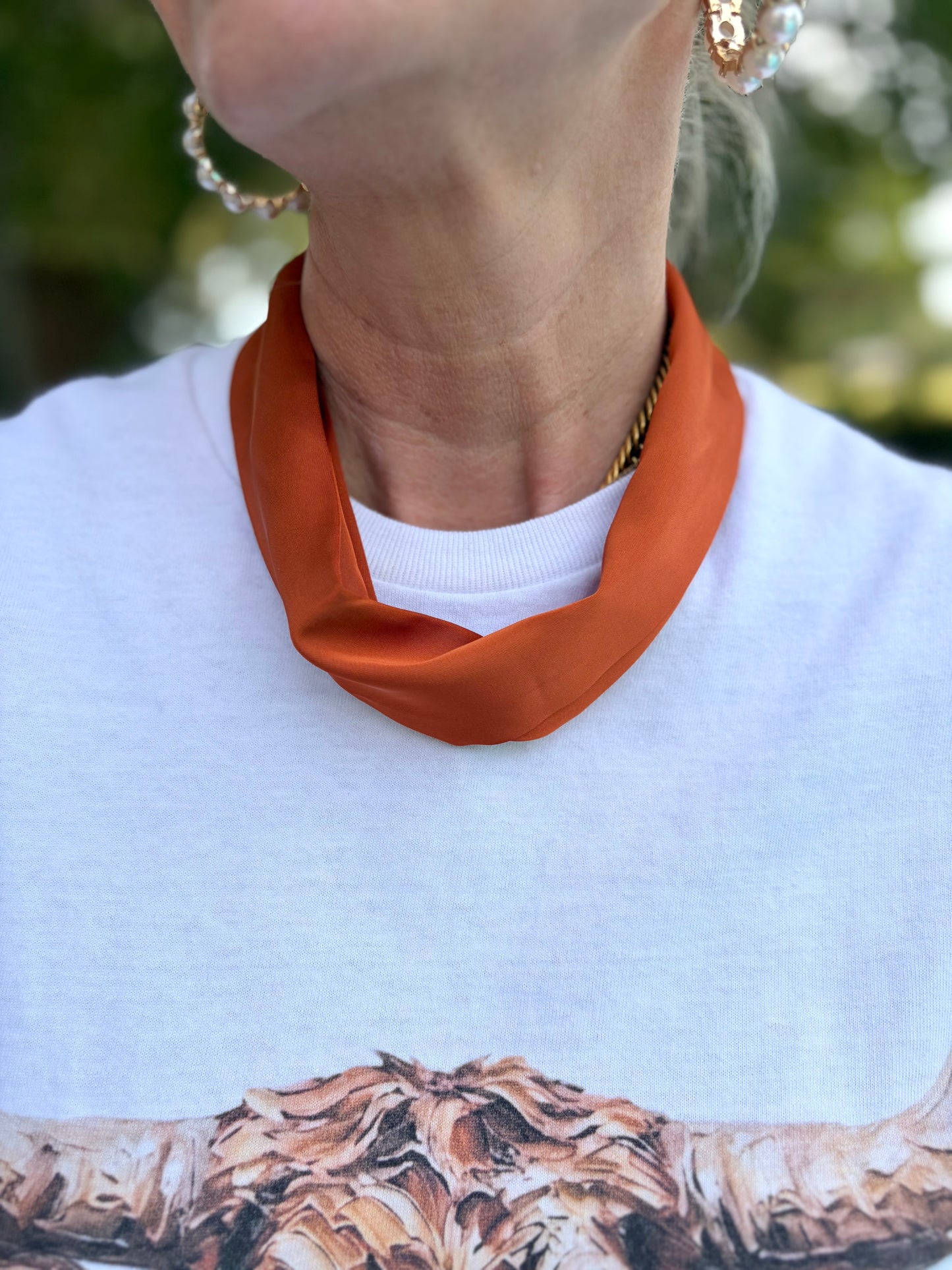 Burnt Orange Pearl Magnetic Scarf/Necklace