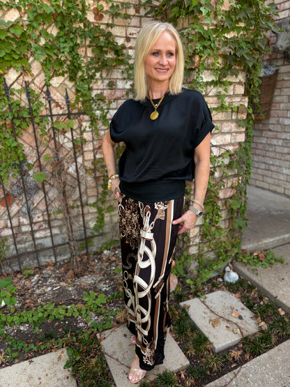 Samantha Stylish Belt/Chain Black Pant