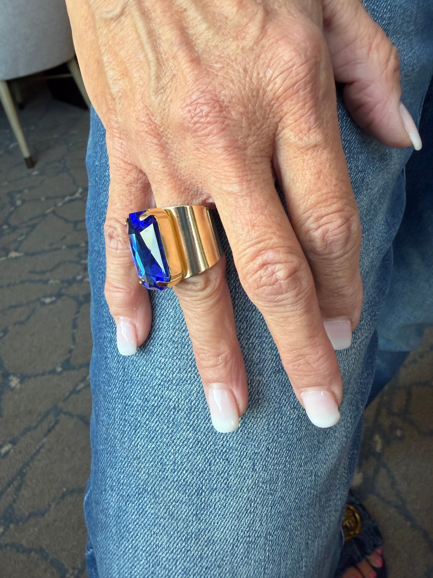Grand Glam Crystal Ring- Sapphire