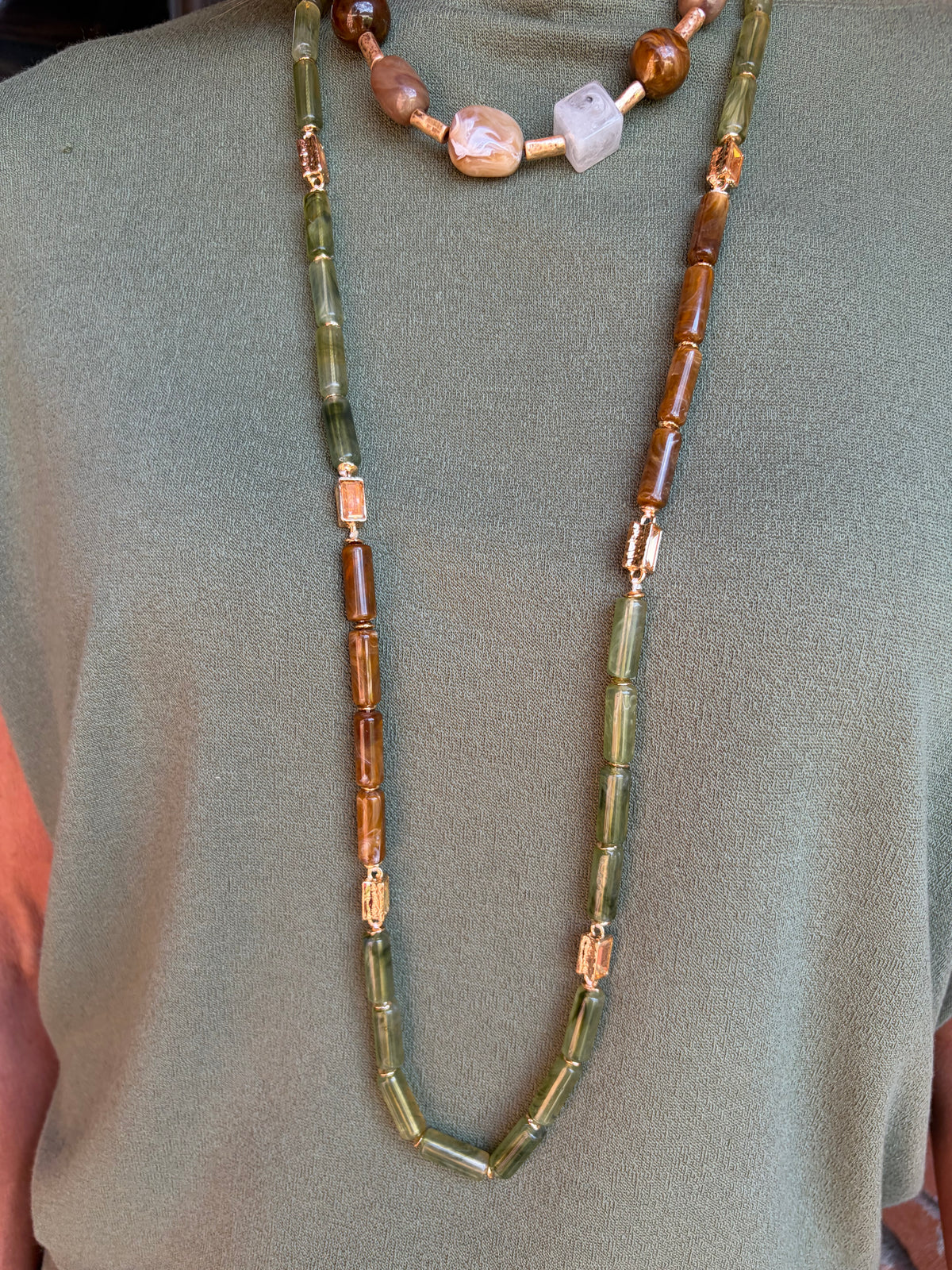 Ollie Olive Green & Brown Necklace