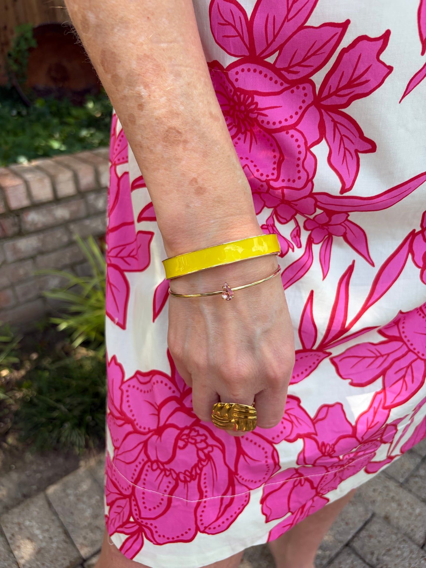 Elevated Enamel Bangle -Yellow