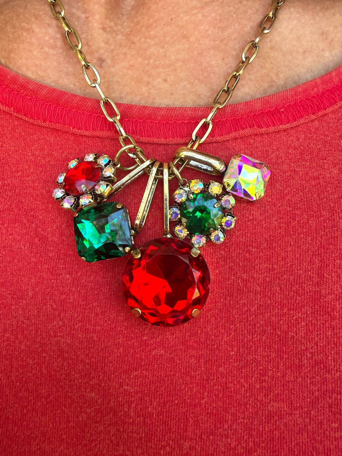 Charmed Necklace- Red, Green and White