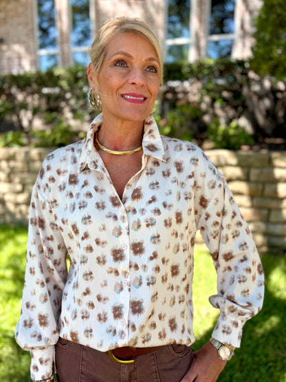 Britney Brown and Cream Blouse