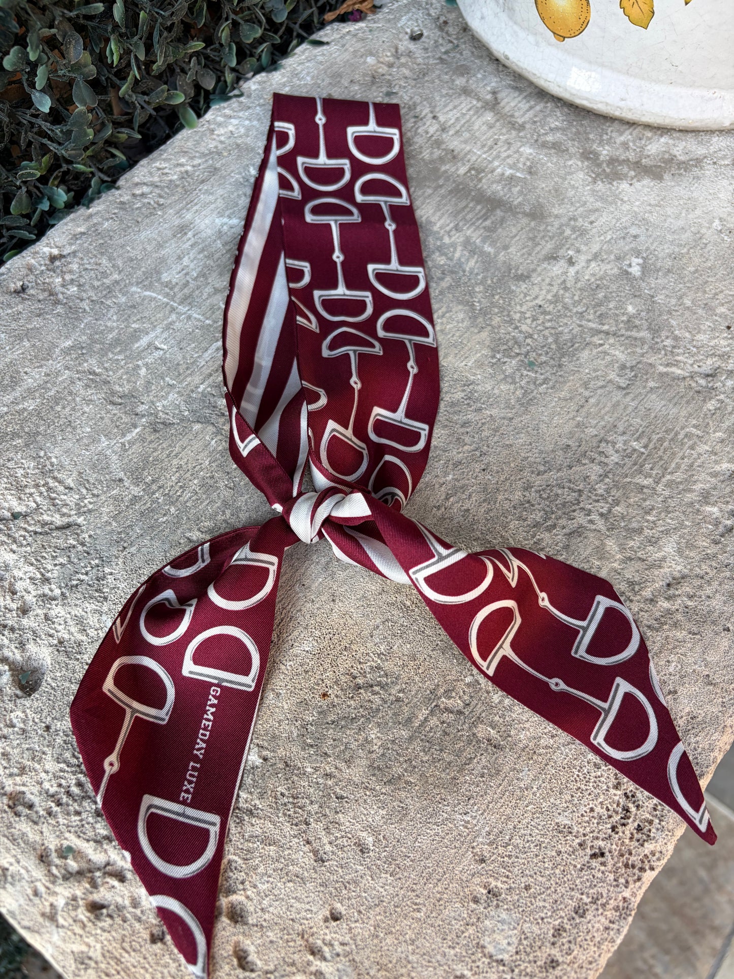 Stylish Gameday Twilly-Burgundy and White