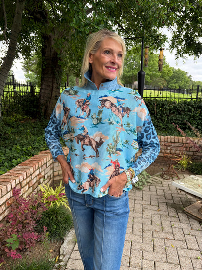 Blue Denim Faux Collar