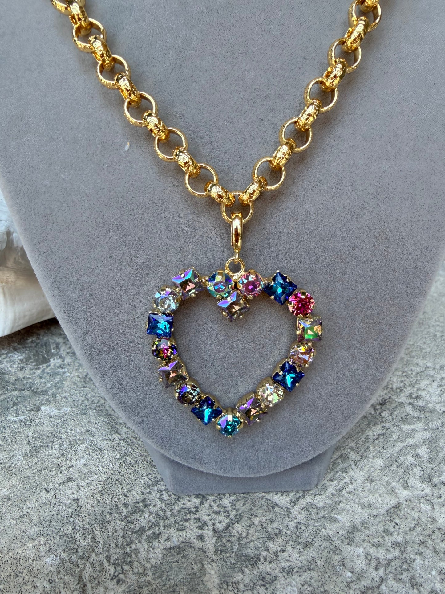 Blue Sea Heart Charm