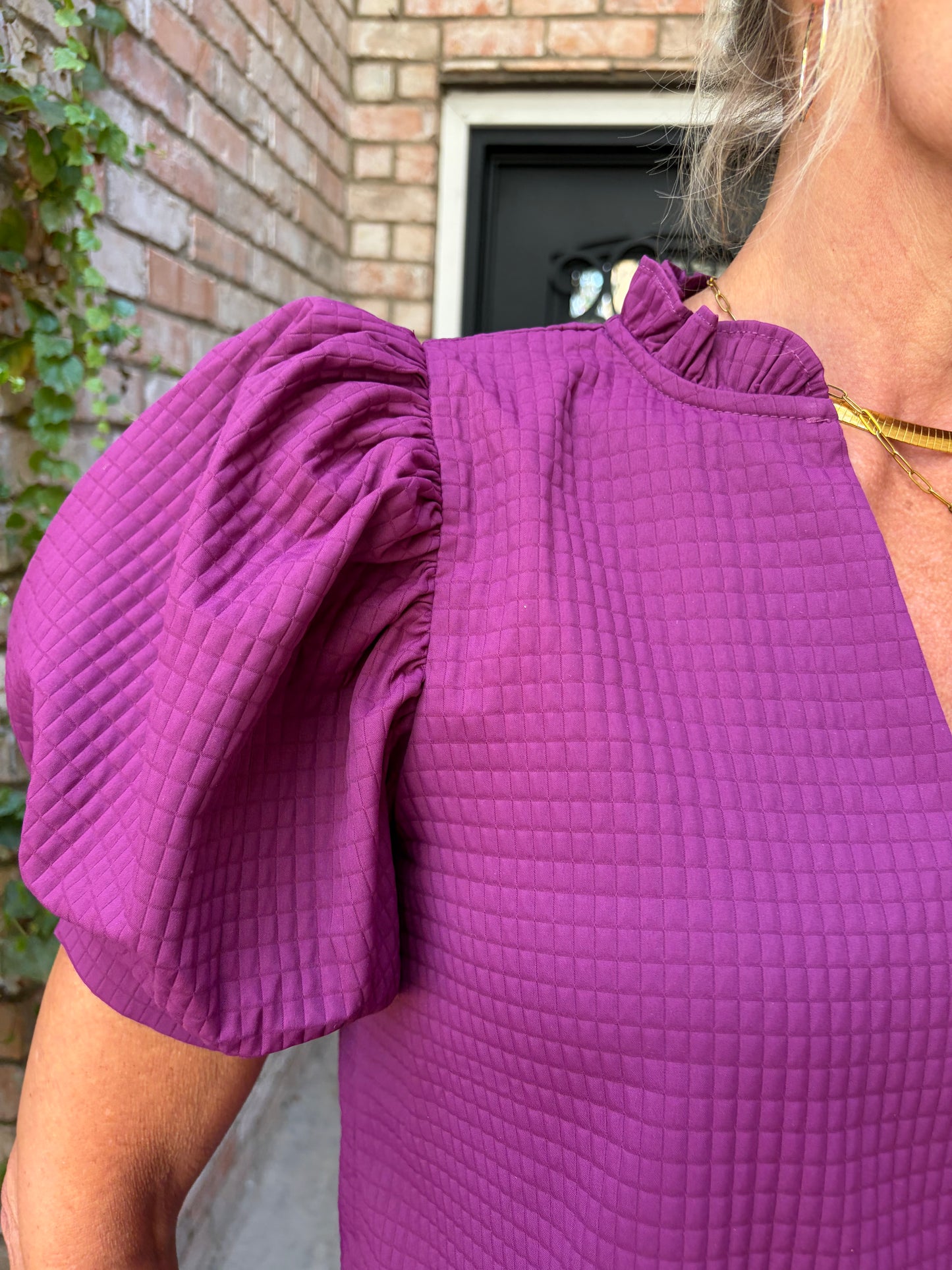 Pam Plum Puff Sleeve Blouse