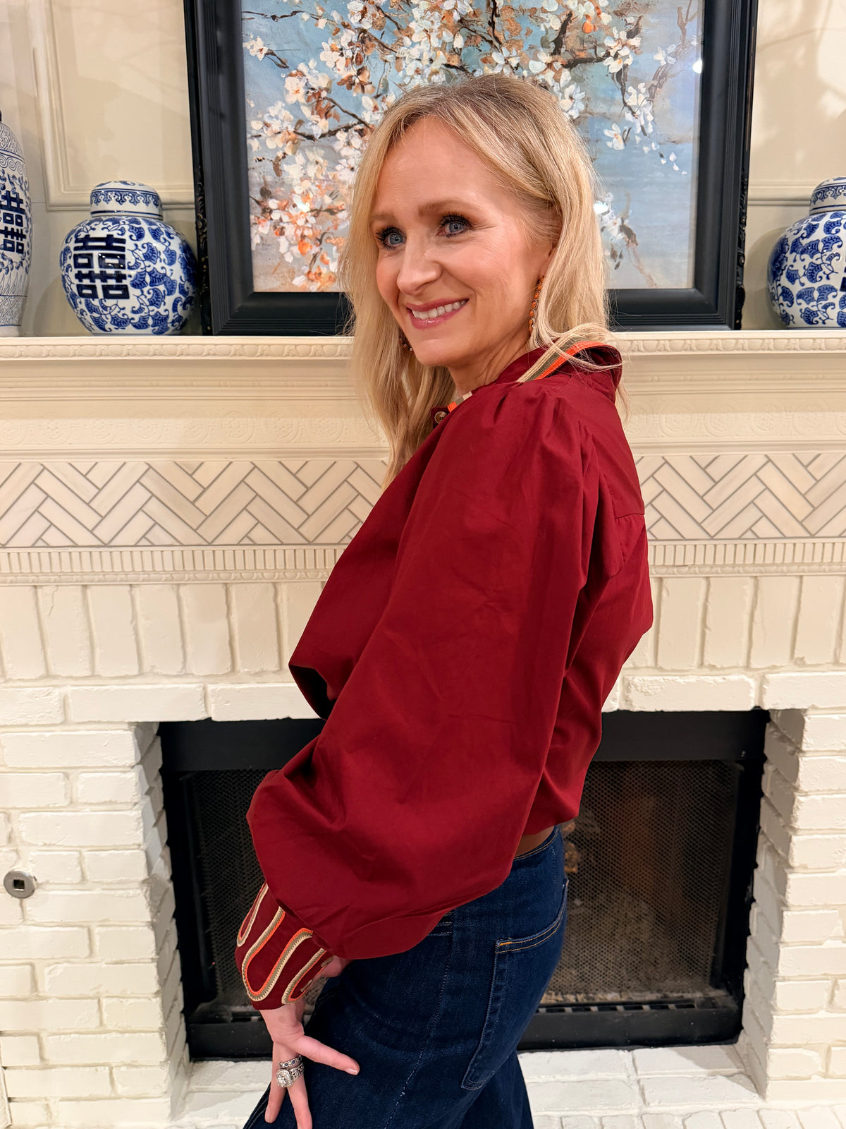 Burgundy Stitch Blouse