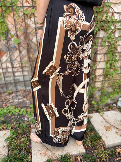 Samantha Stylish Belt/Chain Black Pant