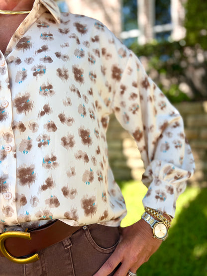 Britney Brown and Cream Blouse