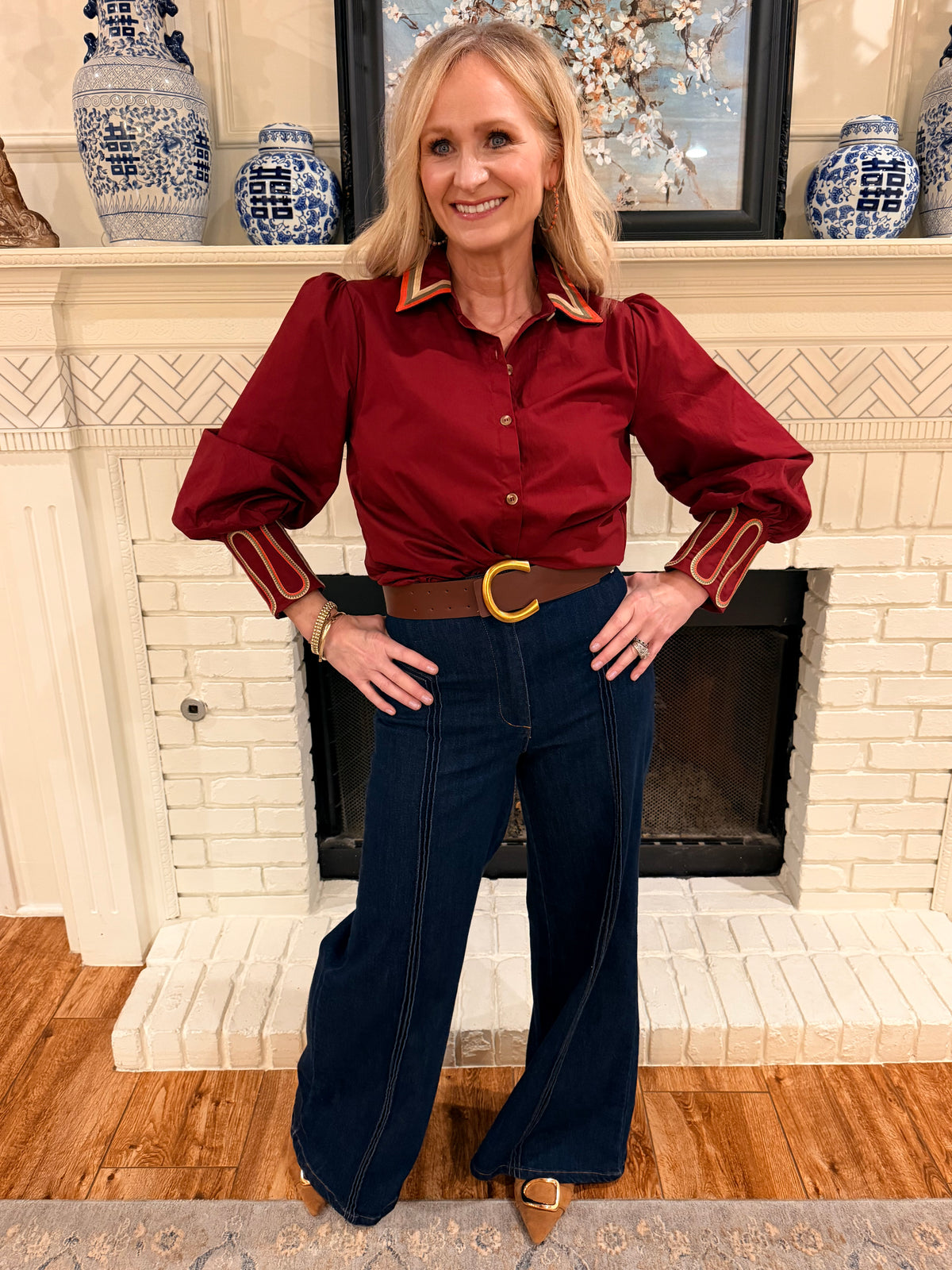 Burgundy Stitch Blouse