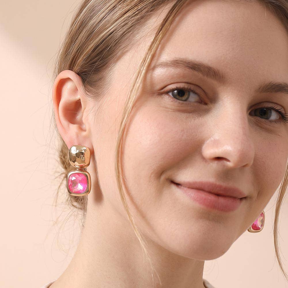 Fuchsia Facet Drop Earrings