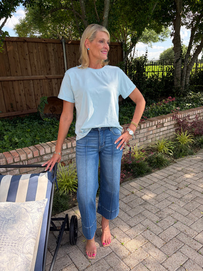 Powder Blue Raw Edge Tee