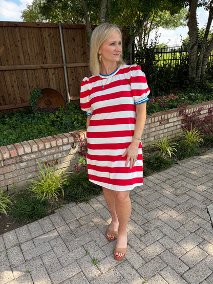 Summer in July -Red and White Stripe Dress