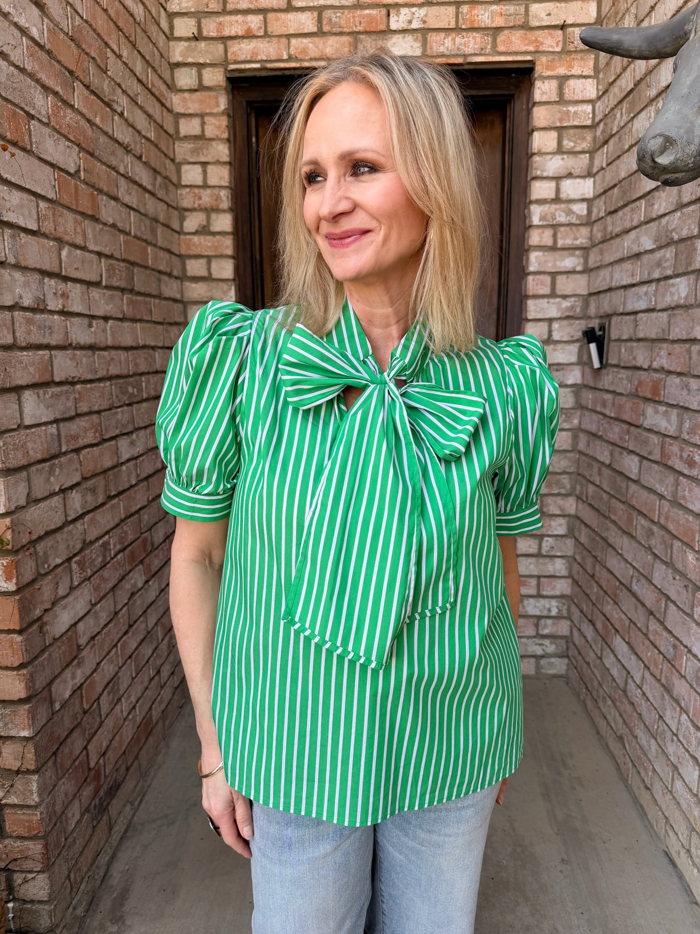Ginny Green Bow Blouse