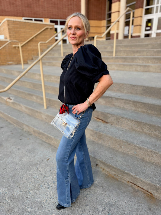 Black Puff Sleeve Blouse