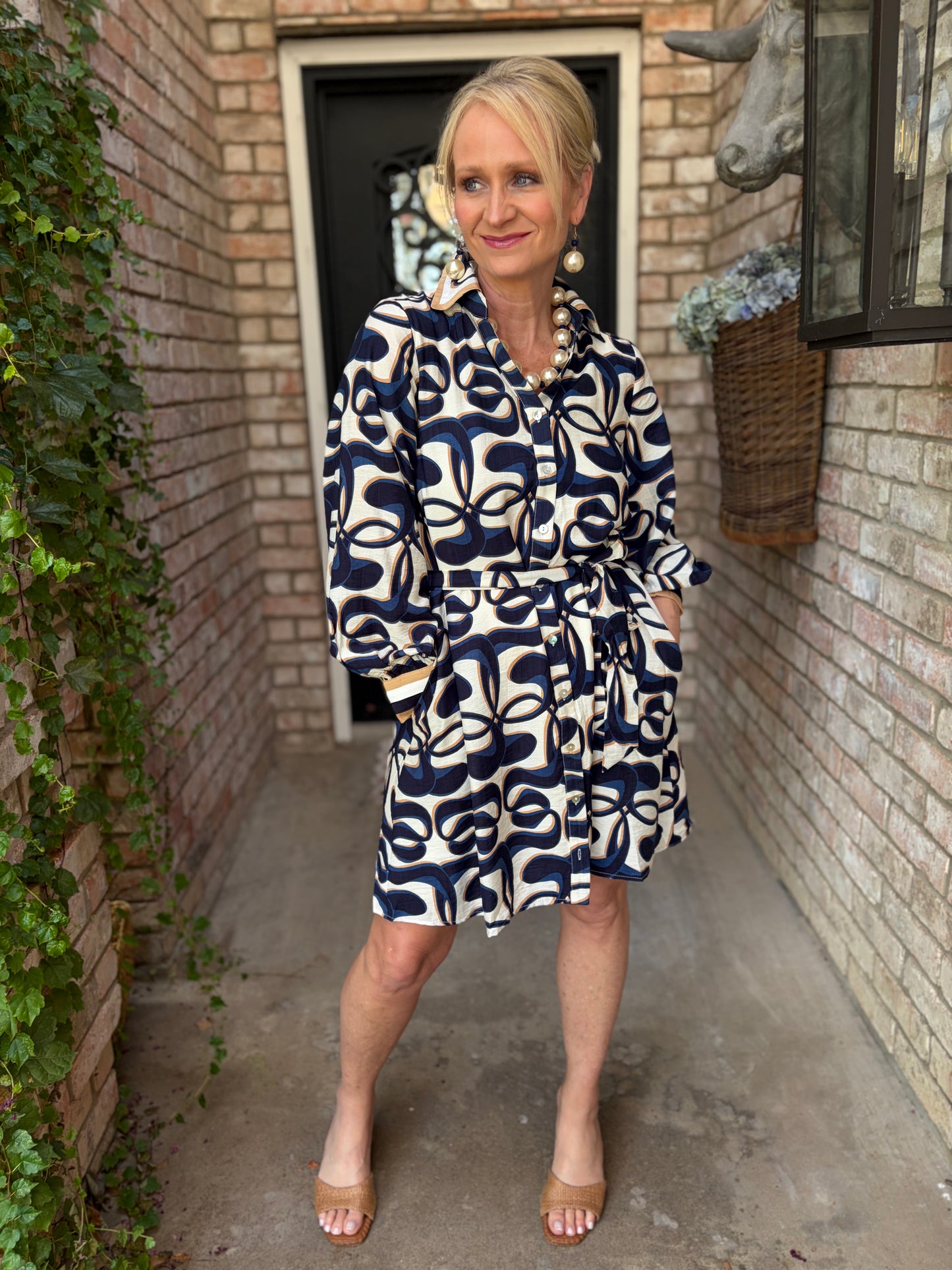 Sophia Navy Swirl Dress