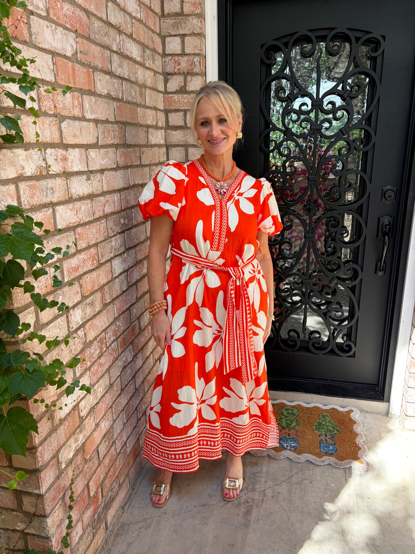 Orange Grove Midi Dress