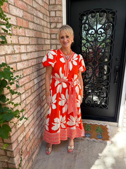 Orange Grove Midi Dress