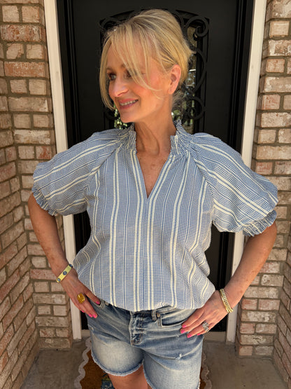 Blue Haven Checked Blouse