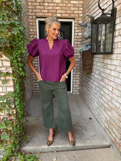 Pam Plum Puff Sleeve Blouse