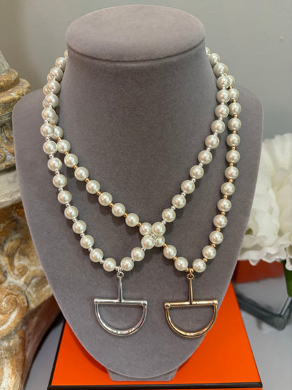 Pearl and Bit Elegance Necklace -Silver